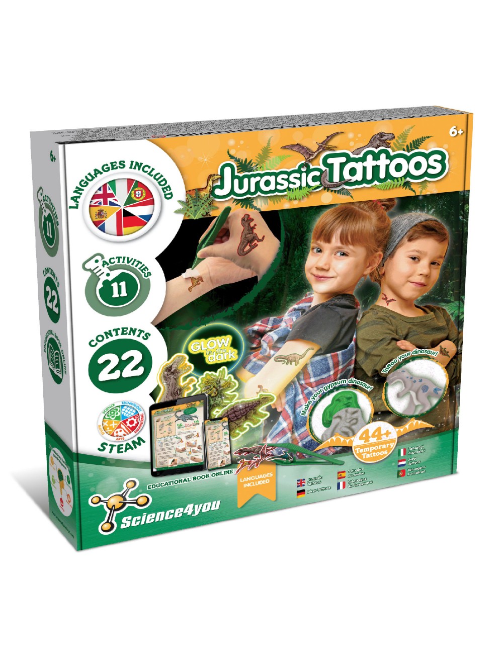 Temporary Glitter Tattoo Kit For Kids -, Dinosaur Butterfly Fake Tattoo  Make Up Art Kits For Boys and Girls, DIY Creative Waterproof Tattoos with  90sheets Tat Stickers 24 Glitter Box and 3