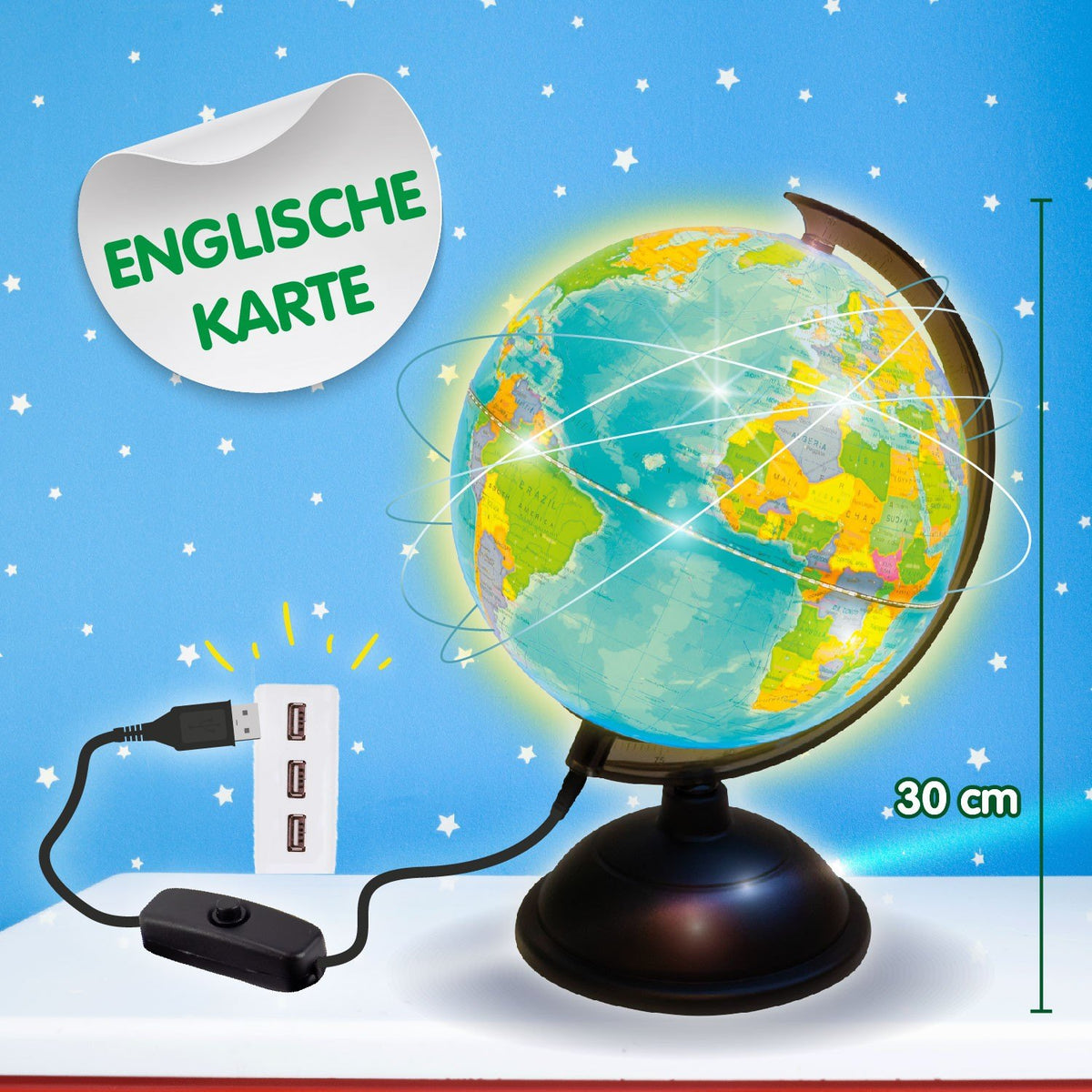 Beleuchteter Globus - Englische Version