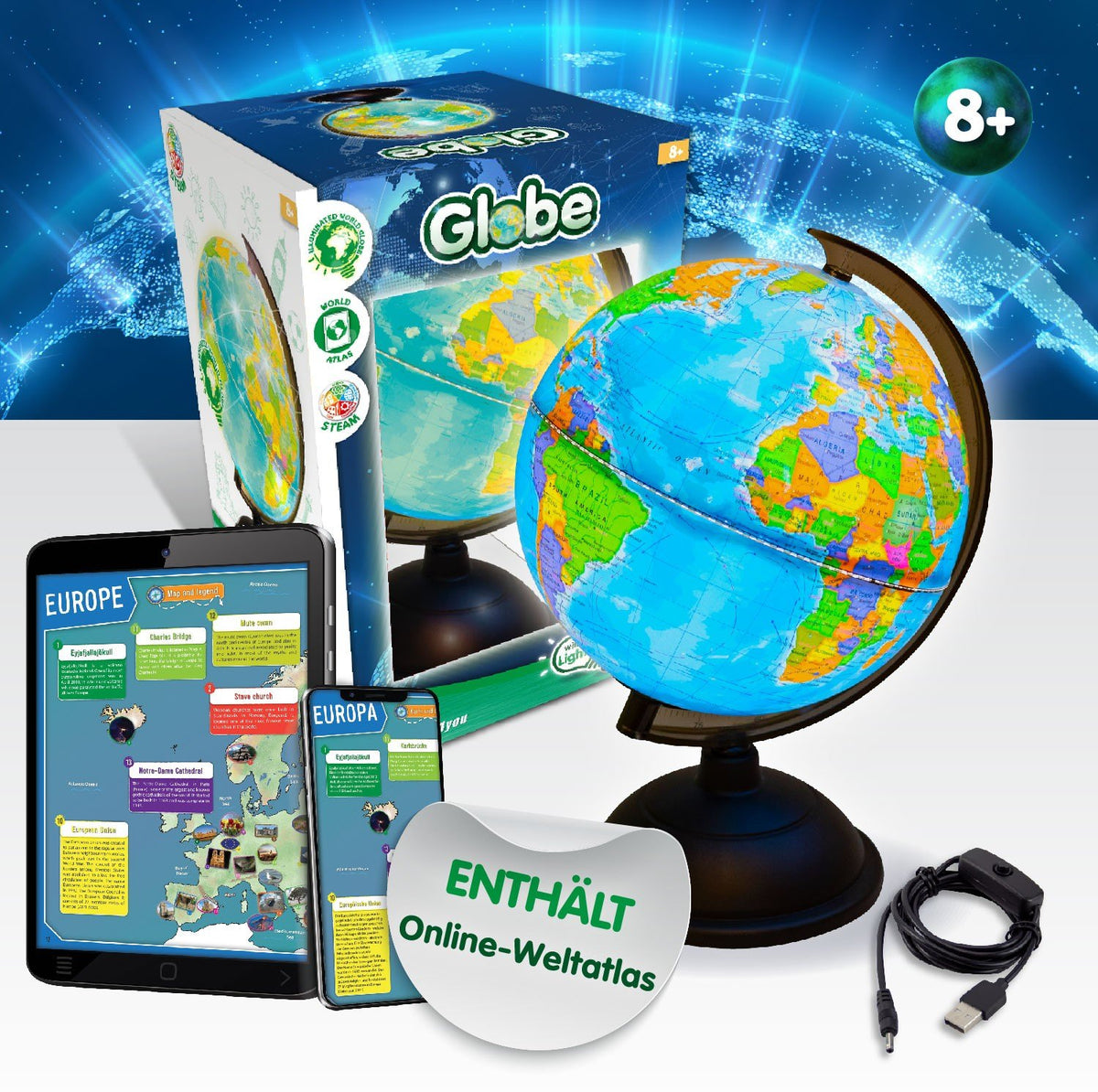 Beleuchteter Globus - Englische Version