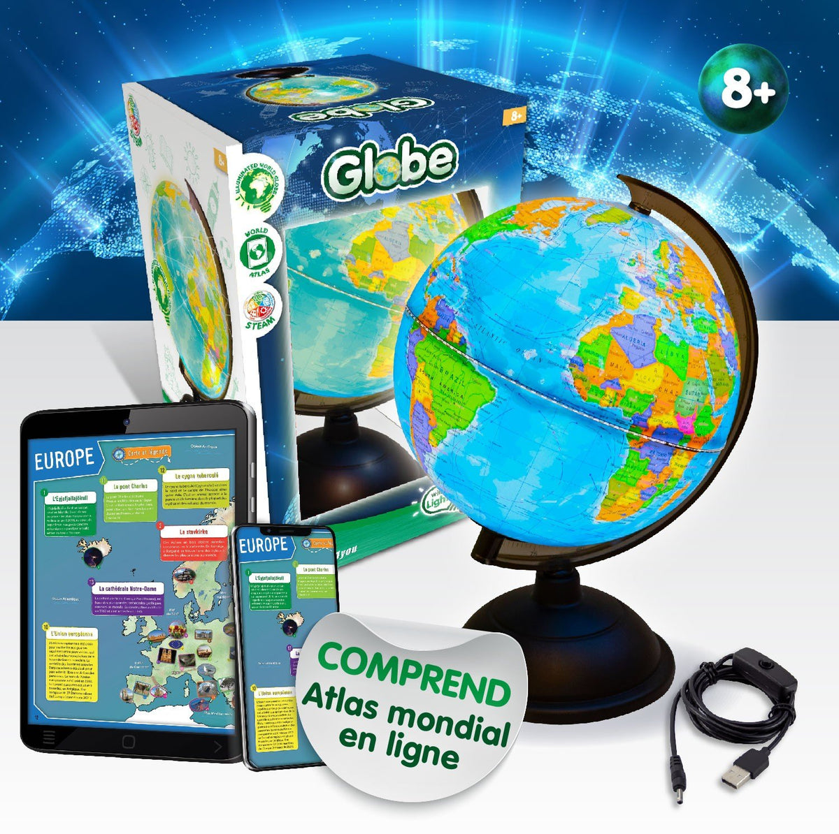 Globe Terrestre Lumineux - Version Anglaise