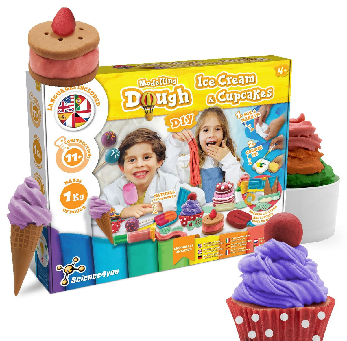 Multilingual Play Dough Ice Cream and Cupcake Factory